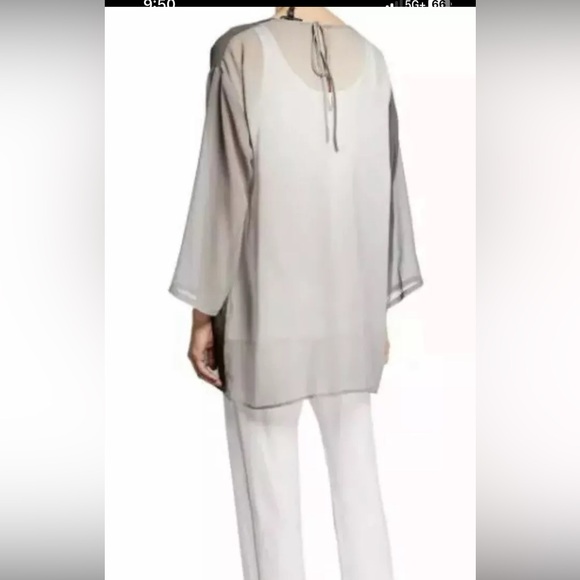 Eileen Fisher PearlUltra-Light Sheer Silk Tunic Top XS NWT $189